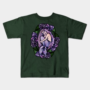 Purple Floral Mermaid Cuddles Kids T-Shirt